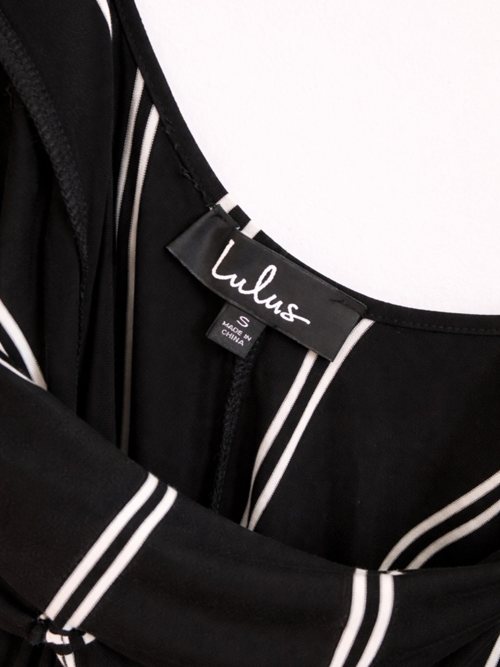 Lulus Black & White Striped Maxi Dress Open Back Tie Detail Size S - Picture 4 of 4